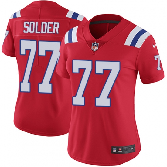 Women's Nike New England Patriots 77 Nate Solder Red Alternate Vapor Untouchable Limited Player NFL Jersey