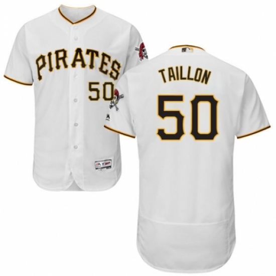 Men's Majestic Pittsburgh Pirates 50 Jameson Taillon White Home Flex Base Authentic Collection MLB Jersey