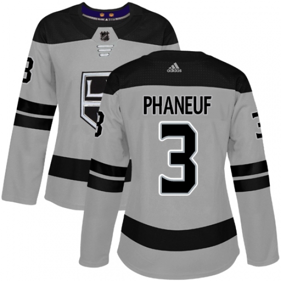 Women's Adidas Los Angeles Kings 3 Dion Phaneuf Authentic Gray Alternate NHL Jersey