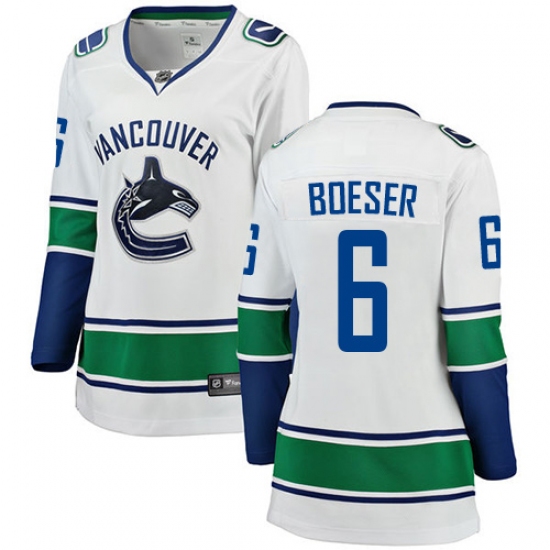 Women's Vancouver Canucks 6 Brock Boeser Fanatics Branded White Away Breakaway NHL Jersey