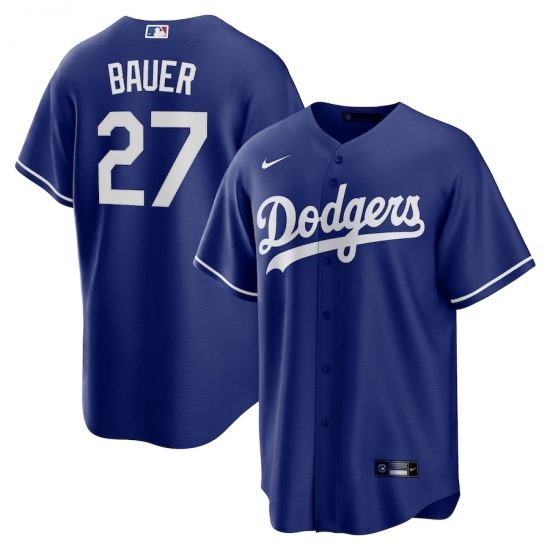 Men's Los Angeles Dodgers 27 Trevor Bauer Blue Nike Royal Alternate Official Replica Player Jersey