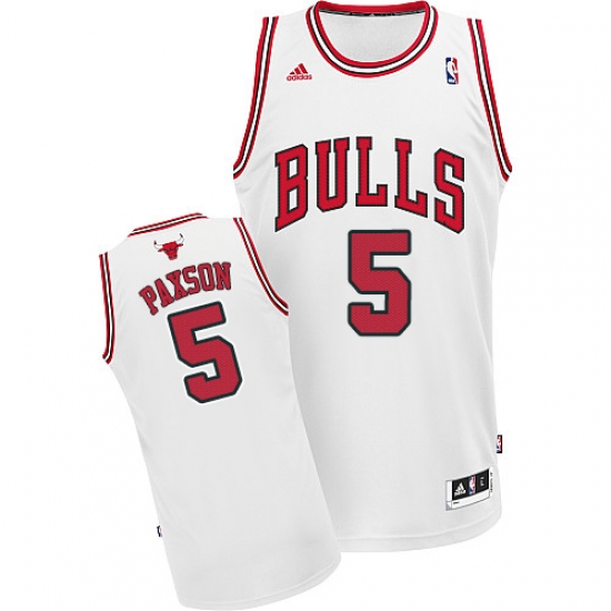 Men's Adidas Chicago Bulls 5 John Paxson Swingman White Home NBA Jersey
