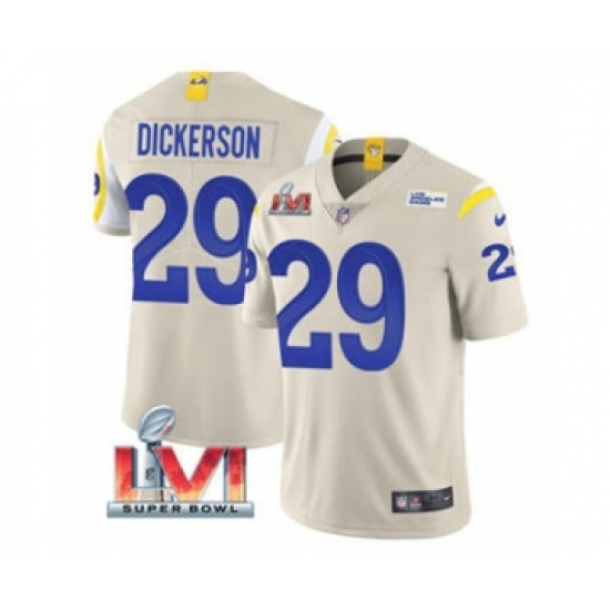 Men's Los Angeles Rams 29 Eric Dickerson Bone 2022 Super Bowl LVI Vapor Limited Stitched Jersey