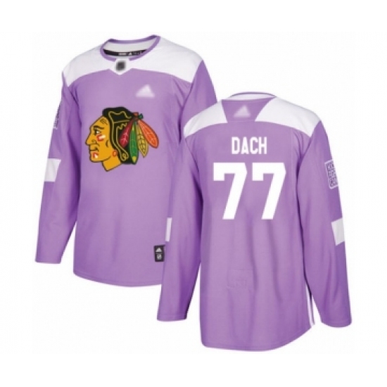 Youth Chicago Blackhawks 77 Kirby Dach Authentic Purple Fights Cancer Practice Hockey Jersey
