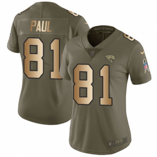 Women's Nike Jacksonville Jaguars 81 Niles Paul Limited Olive/Gold 2017 Salute to Service NFL Jersey