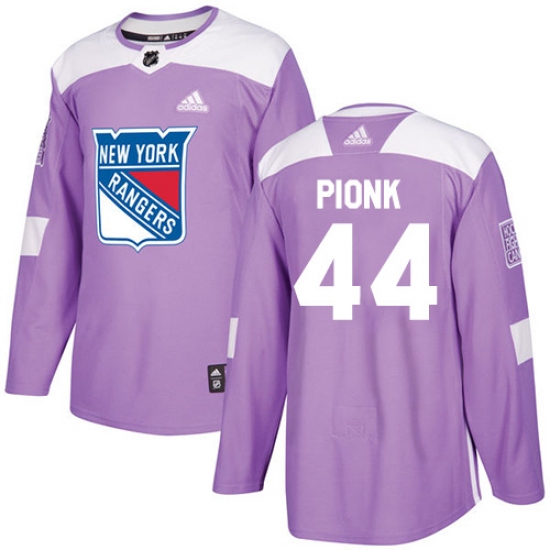 Men's Adidas New York Rangers 44 Neal Pionk Purple Authentic Fights Cancer Stitched NHL Jersey