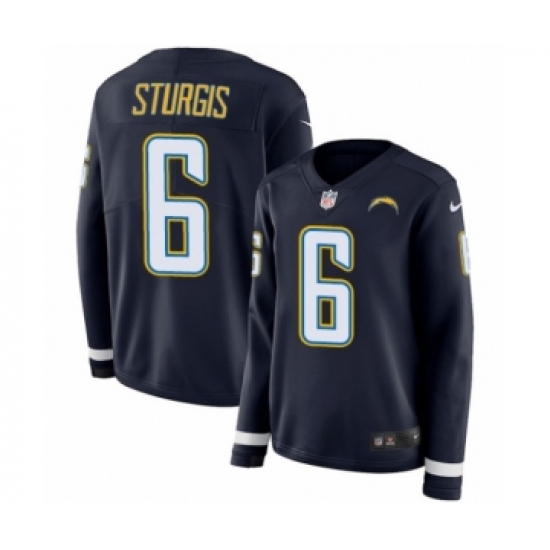 Women's Nike Los Angeles Chargers 6 Caleb Sturgis Limited Navy Blue Therma Long Sleeve NFL Jersey