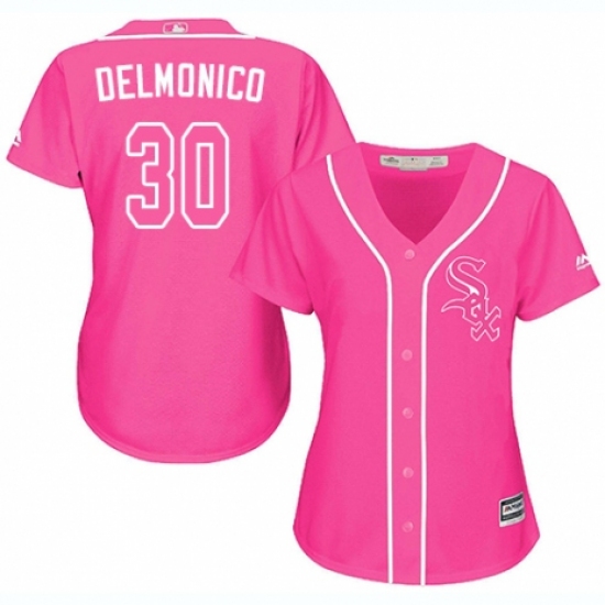 Women's Majestic Chicago White Sox 30 Nicky Delmonico Replica Pink Fashion Cool Base MLB Jersey