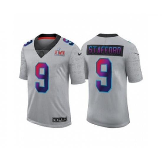 Men's Los Angeles Rams 9 Matthew Stafford Gray 2022 Super Bowl LVI Limited Stitched Jersey