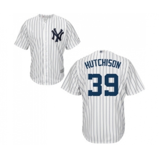 Men's New York Yankees 39 Drew Hutchison Replica White Home Baseball Jersey