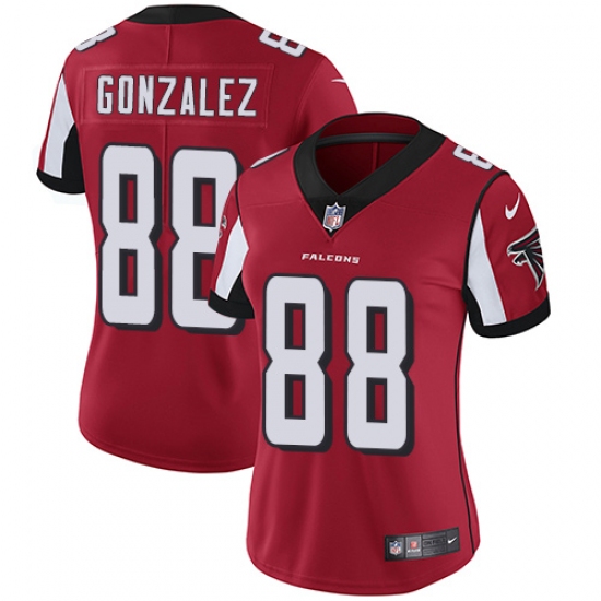Women's Nike Atlanta Falcons 88 Tony Gonzalez Red Team Color Vapor Untouchable Limited Player NFL Jersey
