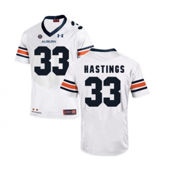 Auburn Tigers 33 Will Hastings White College Football Jersey