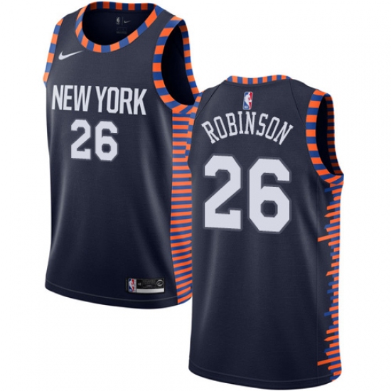Men's Nike New York Knicks 26 Mitchell Robinson Swingman Navy Blue NBA Jersey - 2018 19 City Edition