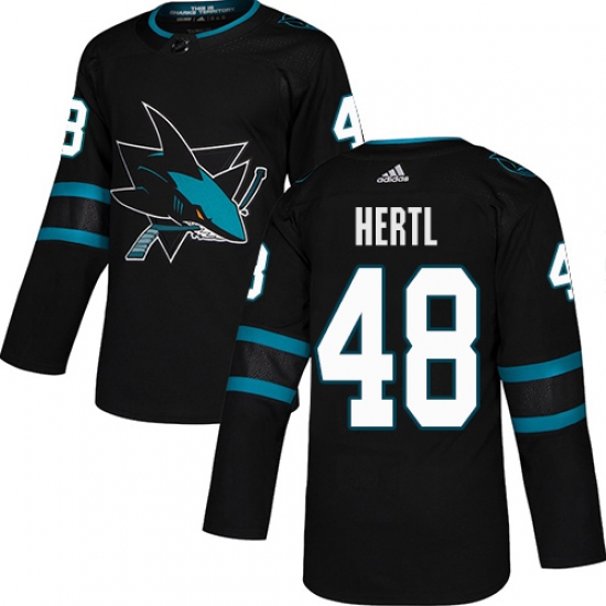 Men's Adidas San Jose Sharks 48 Tomas Hertl Premier Black Alternate NHL Jersey
