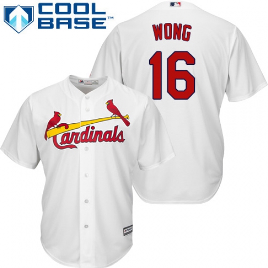Youth Majestic St. Louis Cardinals 16 Kolten Wong Authentic White Home Cool Base MLB Jersey