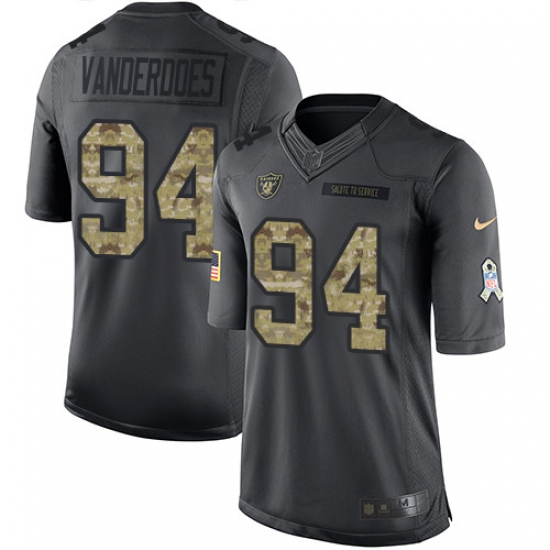 Youth Nike Oakland Raiders 94 Eddie Vanderdoes Limited Black 2016 Salute to Service NFL Jersey