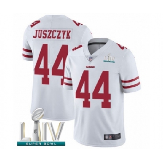 Men's San Francisco 49ers 44 Kyle Juszczyk White Vapor Untouchable Limited Player Super Bowl LIV Bound Football Jersey
