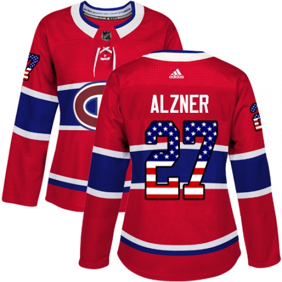 Women's Adidas Montreal Canadiens 27 Karl Alzner Authentic Red USA Flag Fashion NHL Jersey