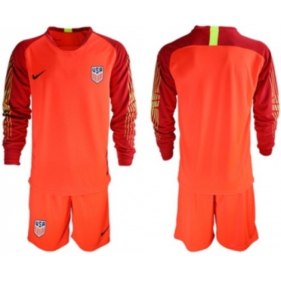 USA Blank Red Goalkeeper Long Sleeves Soccer Country Jersey