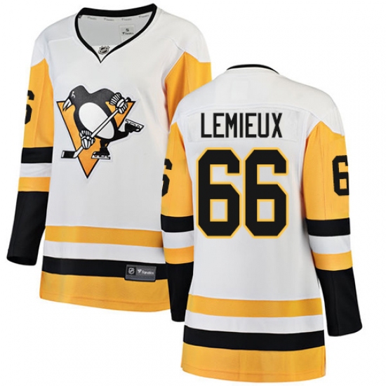 Women's Pittsburgh Penguins 66 Mario Lemieux Authentic White Away Fanatics Branded Breakaway NHL Jersey
