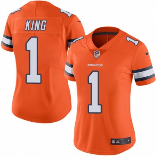 Women's Nike Denver Broncos 1 Marquette King Limited Orange Rush Vapor Untouchable NFL Jersey
