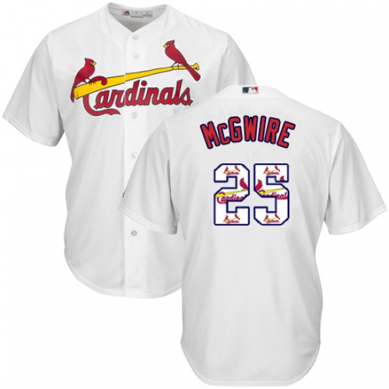 Men's Majestic St. Louis Cardinals 25 Mark McGwire Authentic White Team Logo Fashion Cool Base MLB Jersey
