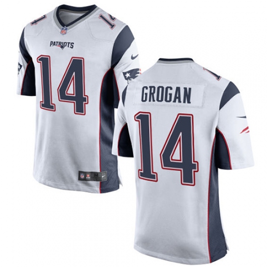 Men's Nike New England Patriots 14 Steve Grogan Game White NFL Jersey