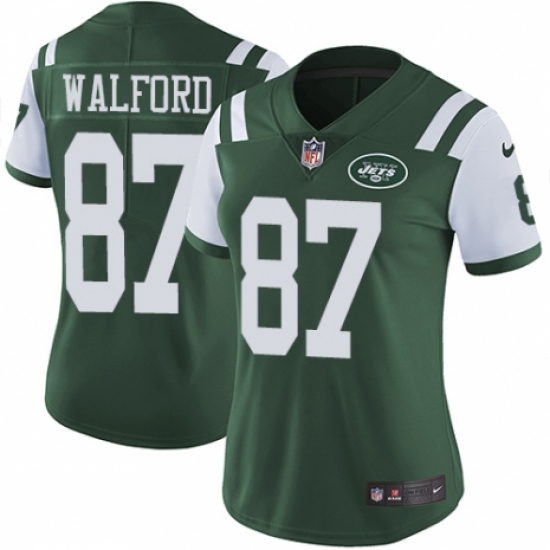 Women's Nike New York Jets 87 Clive Walford Green Team Color Vapor Untouchable Elite Player NFL Jersey