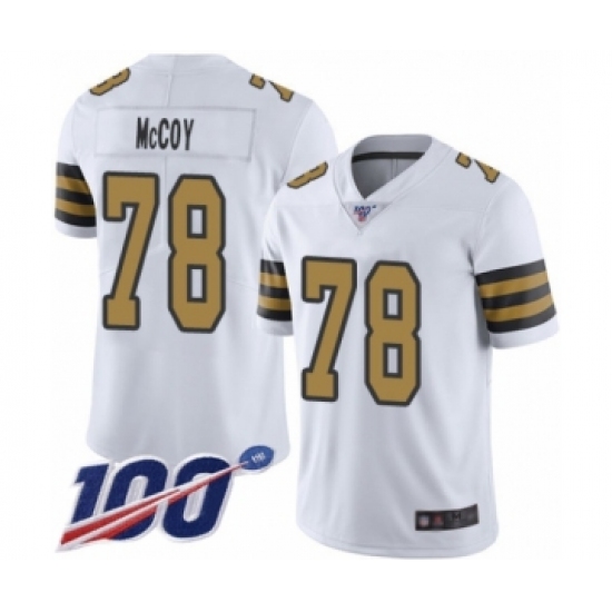 Men's New Orleans Saints 78 Erik McCoy Limited White Rush Vapor Untouchable 100th Season Football Jersey