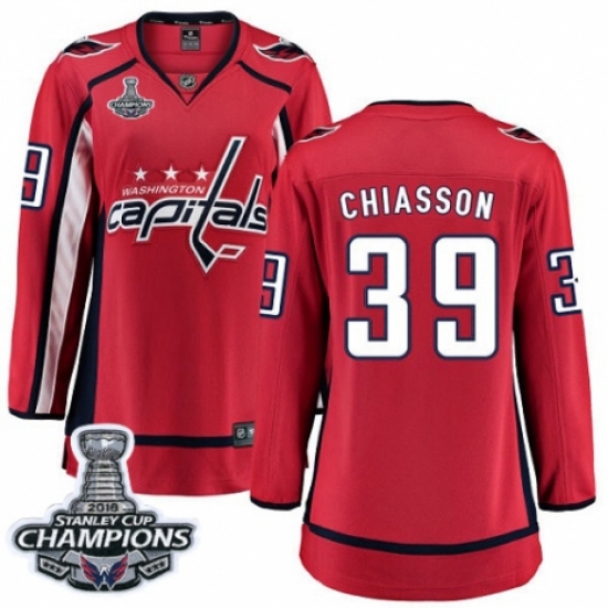 Women's Washington Capitals 39 Alex Chiasson Fanatics Branded Red Home Breakaway 2018 Stanley Cup Final Champions NHL Jersey