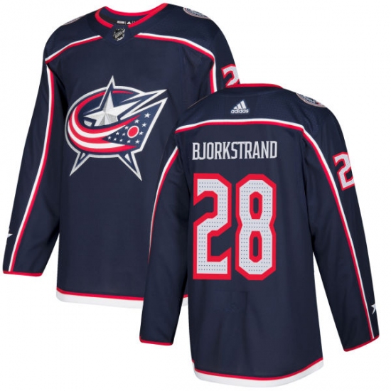 Men's Adidas Columbus Blue Jackets 28 Oliver Bjorkstrand Premier Navy Blue Home NHL Jersey