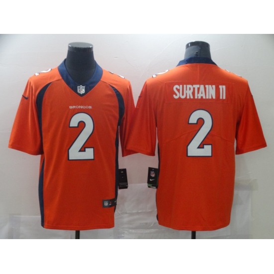 Men's Denver Broncos 2 Patrick Surtain II Nike Orange 2021 NFL Draft First Round Pick Limited Jersey
