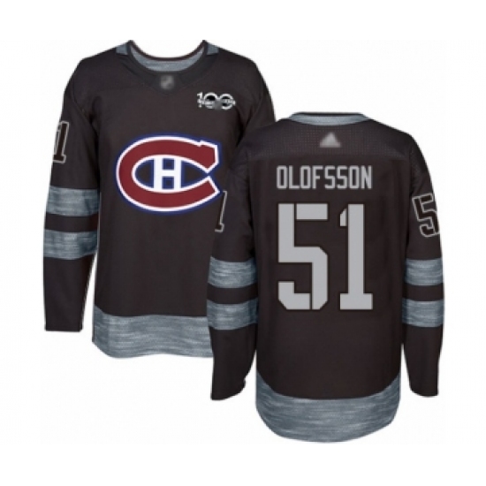 Men's Montreal Canadiens 51 Gustav Olofsson Authentic Black 1917-2017 100th Anniversary Hockey Jersey