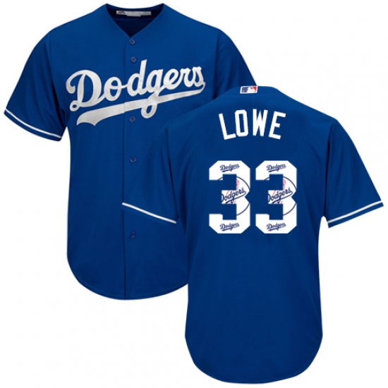Men's Majestic Los Angeles Dodgers 33 Mark Lowe Authentic Royal Blue Team Logo Fashion Cool Base MLB Jersey