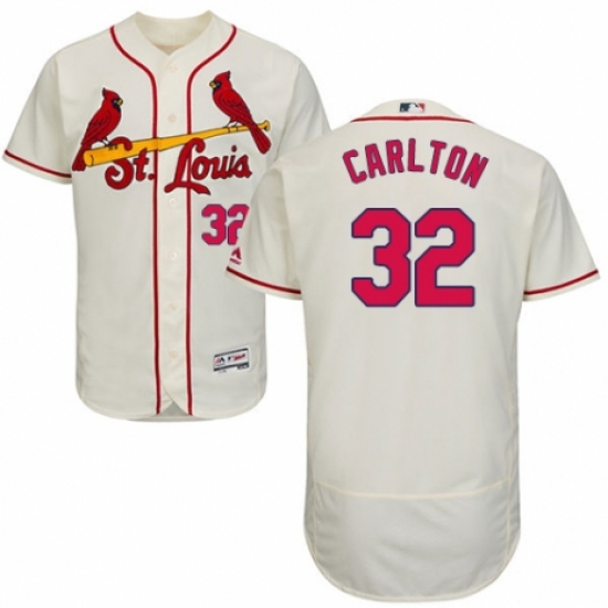 Men's Majestic St. Louis Cardinals 32 Steve Carlton Cream Alternate Flex Base Authentic Collection MLB Jersey