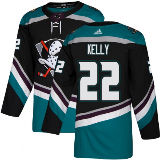 Men's Adidas Anaheim Ducks 22 Chris Kelly Authentic Black Teal Third NHL Jersey