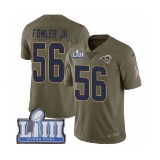 Youth Nike Los Angeles Rams 56 Dante Fowler Jr Limited Olive 2017 Salute to Service Super Bowl LIII Bound NFL Jersey