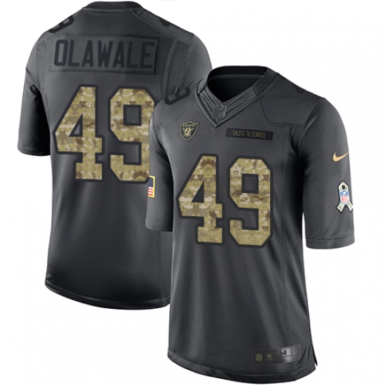 Youth Nike Oakland Raiders 49 Jamize Olawale Limited Black 2016 Salute to Service NFL Jersey