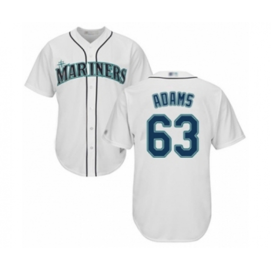 Youth Seattle Mariners 63 Austin Adams Authentic White Home Cool Base Baseball Player Jersey