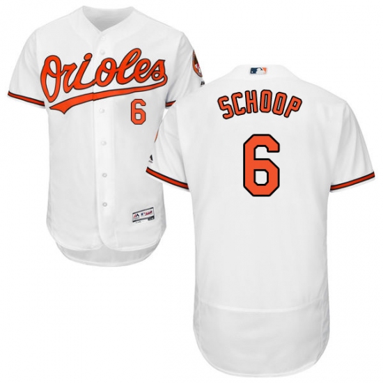 Men's Majestic Baltimore Orioles 6 Jonathan Schoop White Home Flex Base Authentic Collection MLB Jersey