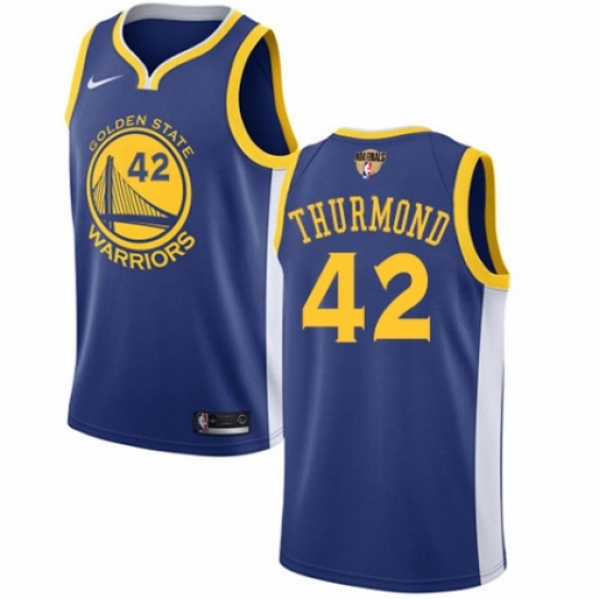 Men's Nike Golden State Warriors 42 Nate Thurmond Swingman Royal Blue Road 2018 NBA Finals Bound NBA Jersey - Icon Edition