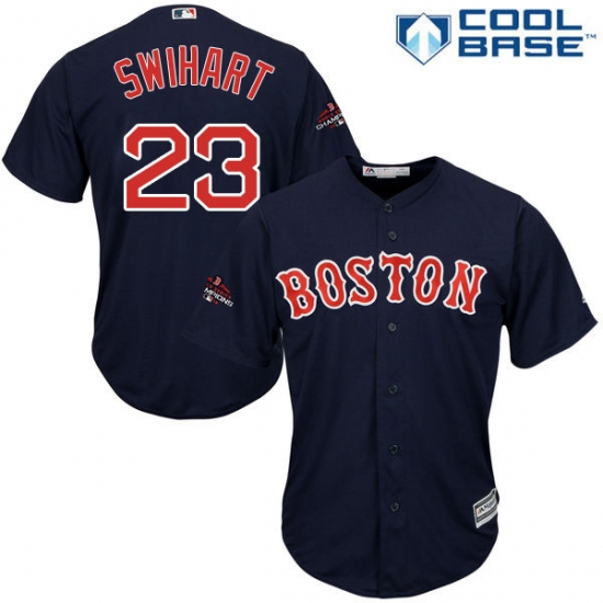 Youth Majestic Boston Red Sox 23 Blake Swihart Authentic Navy Blue Alternate Road Cool Base 2018 World Series Champions MLB Jersey