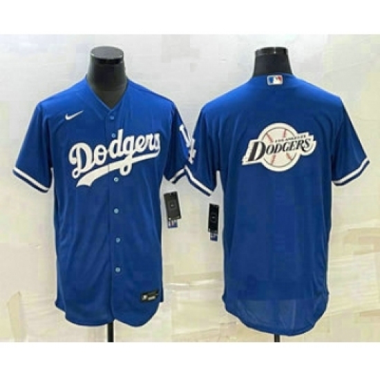 Men's Los Angeles Dodgers Big Logo Blue Flex Base Stitched Baseball Jersey1