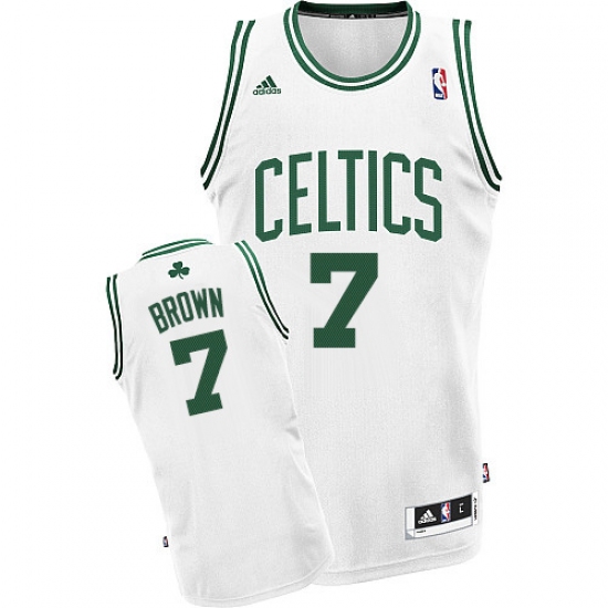 Men's Adidas Boston Celtics 7 Jaylen Brown Swingman White Home NBA Jersey