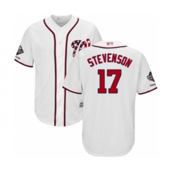 Youth Washington Nationals 17 Andrew Stevenson Authentic White Home Cool Base 2019 World Series Champions Baseball Jersey