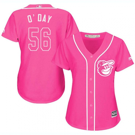 Women's Majestic Baltimore Orioles 56 Darren O'Day Authentic Pink Fashion Cool Base MLB Jersey
