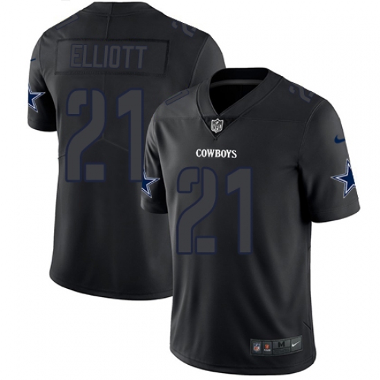 Men's Nike Dallas Cowboys 21 Ezekiel Elliott Limited Black Rush Impact NFL Jersey