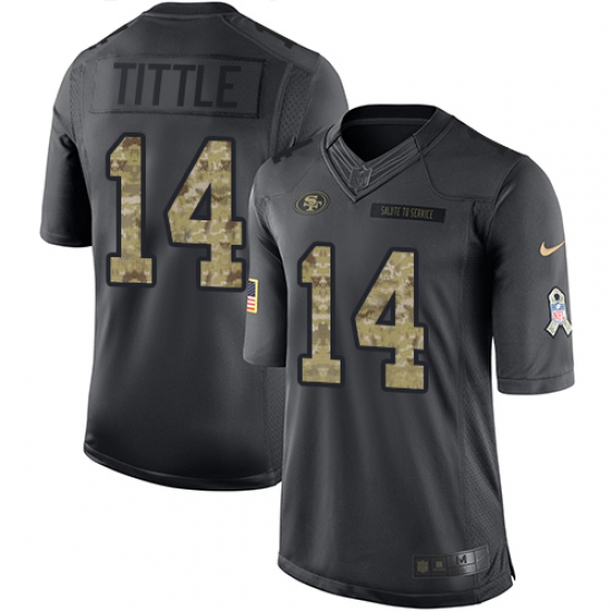 Youth Nike San Francisco 49ers 14 Y.A. Tittle Limited Black 2016 Salute to Service NFL Jersey