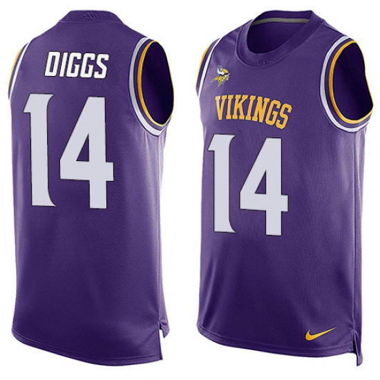 Men's Nike Minnesota Vikings 14 Stefon Diggs Limited Purple Player Name & Number Tank Top NFL Jersey