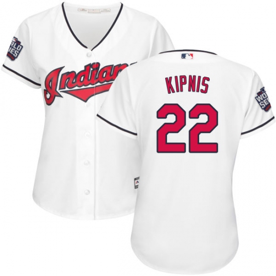Women's Majestic Cleveland Indians 22 Jason Kipnis Authentic White Home 2016 World Series Bound Cool Base MLB Jersey